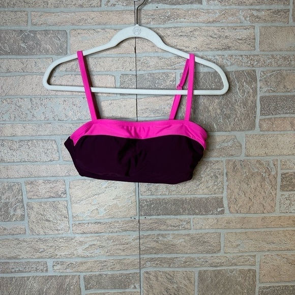 Kona Sol color block  burgundy padded swim top medium - Picture 2 of 5